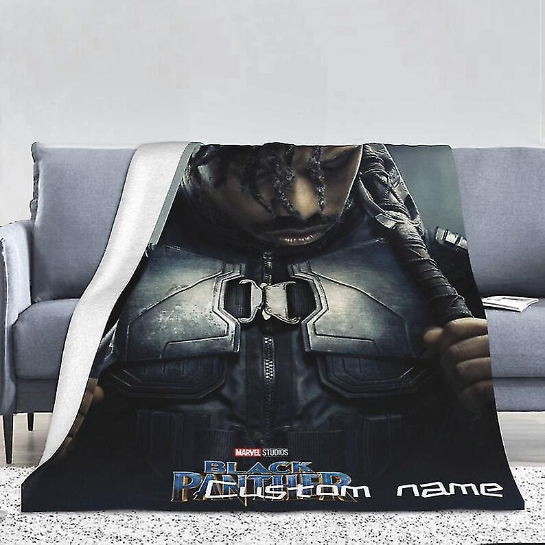 Black Panther Blanket Soft Warm Flannel Throw Custom Name Blanket
