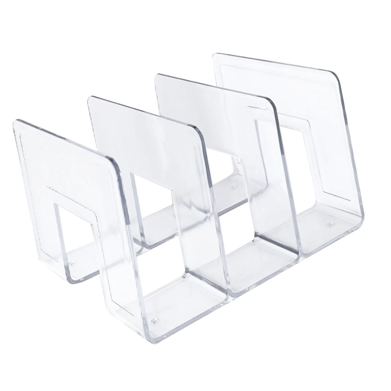 Clear Acrylic Bookends Drop Scratch Resistant Transparent Desk File Sorter for Home School Office 