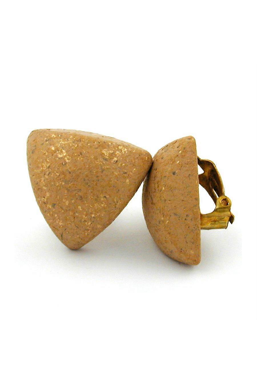 Clip-on Earring Triangle Beige Gold Colored - Gl06852