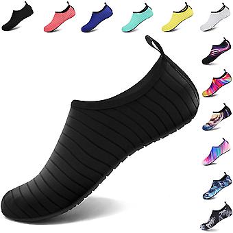 Veeki Water Sports Shoes Barefoot Quick-Dry Aqua Yoga Socks Slip-on for Men Women, Black, Size: 40-41