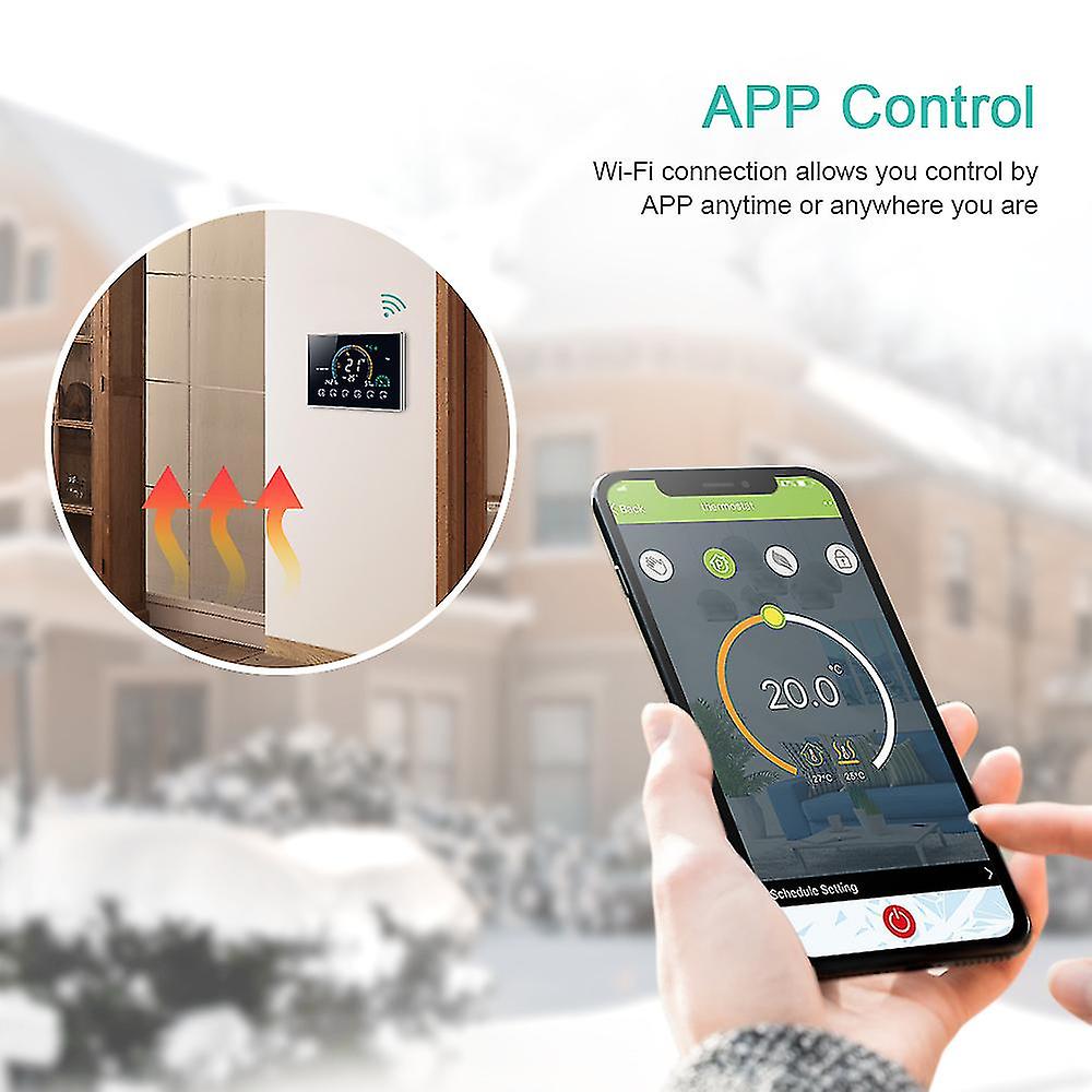 Black Wifi 95-240v Wi-fi Smart Thermostat Programmable Thermostat 5+1+1 Six Periods Voice App Control Backlight Lcd Electric Heating Thermoregulator W