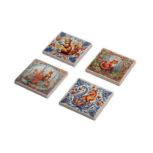 Ethnic Folk Ornament Printed Stone Coaster Set