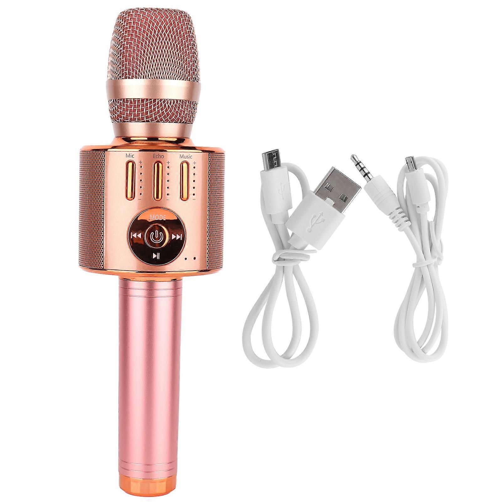 Bluetooth Microphone Wireless Karaoke Machine Handheld Portable Karaoke Mic Speakerrose Gold