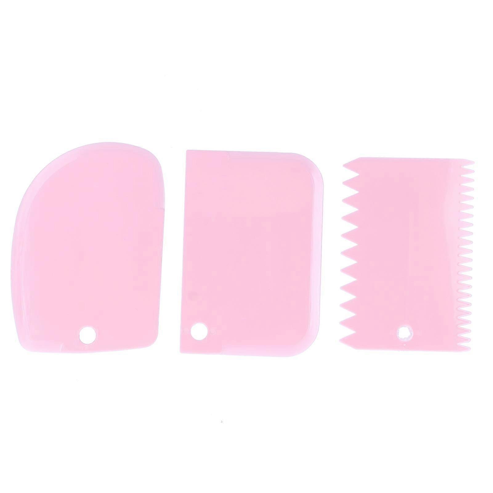 3PCS/Set Cake Cream Scraper Dough Pasty Cutters Scraper Kitchen Tool DIY Baking ToolPink