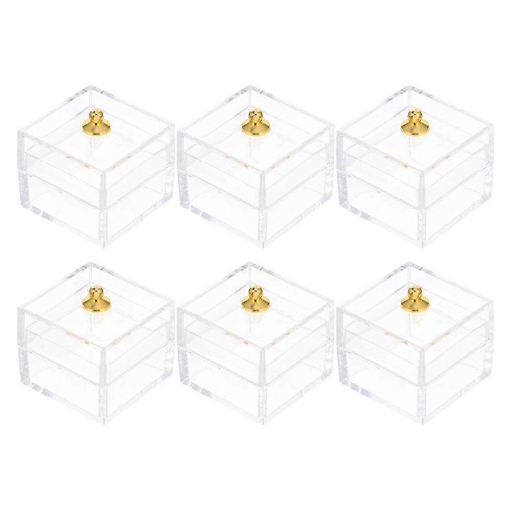 6pcs Casa de muñecas Caja en miniatura Mini Contenedores de almacenamiento transparentes Caja de caramelos Mini caja transparente