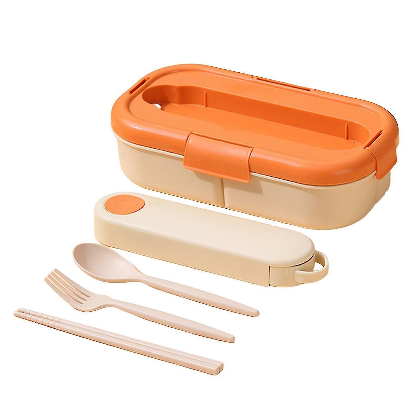 1200ml Lunch Box Three Grids Large Capacity Microwave Heated Leakproof Insulated Portable Student Lunch Container Bento Case With Tableware For Office