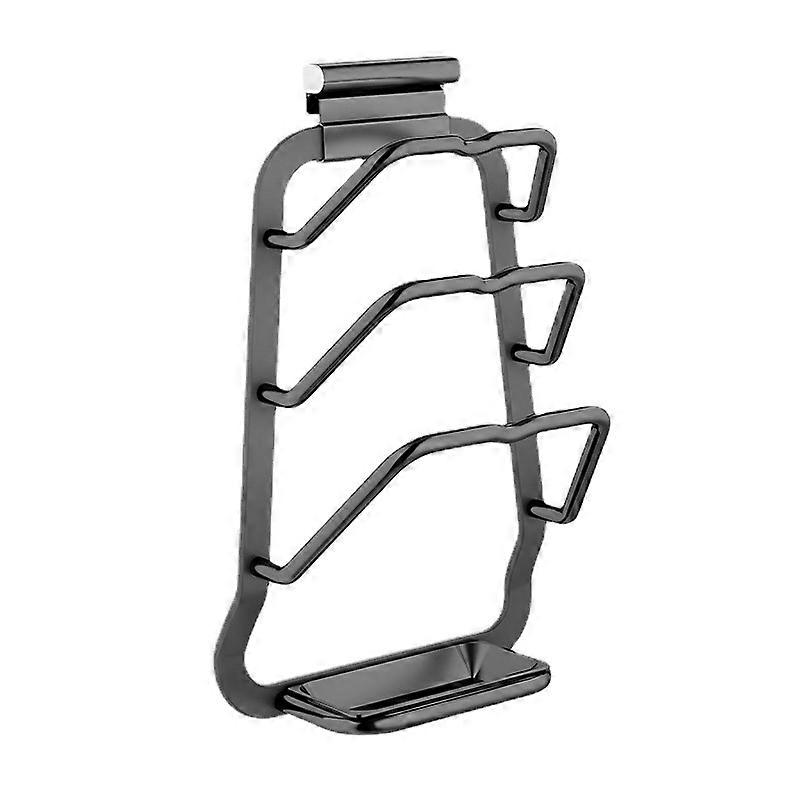 Wall Mounted Pan Lid Rack, Multifunctional Kitchen Cutting Board Storage Rack (Black)