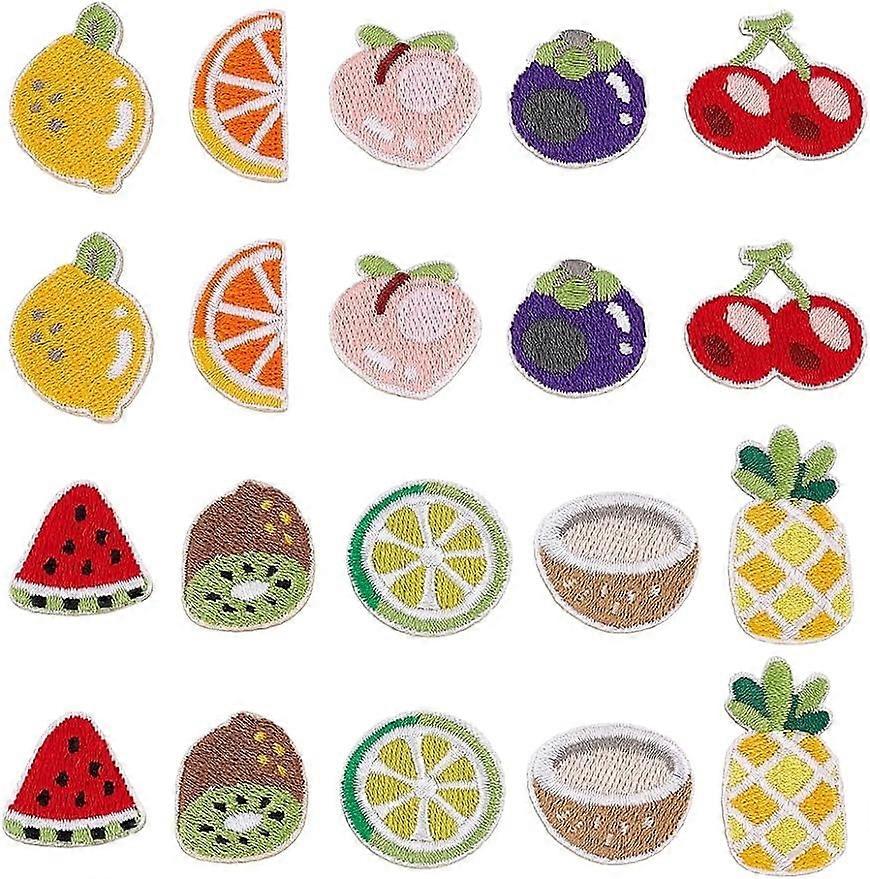 60 Pcs Fruit Iron on Patches Summer Fruit Themed Polyester Embroidered Self Adhesive Patches Watermelon Lemon Pineapple Shapes for Clothing DIY Access
