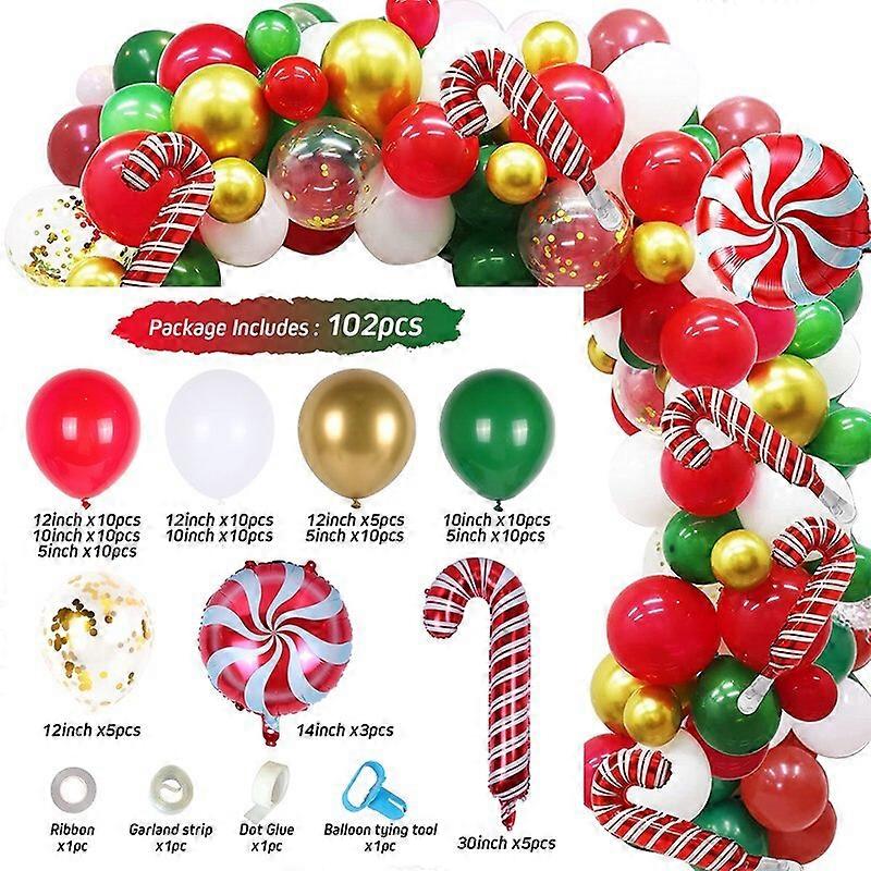 Christmas Balloon Garland Arch Kit Candy Cane Balloons Red Confetti Globos Christmas Party Decoration New Year Gift Navidad 2021