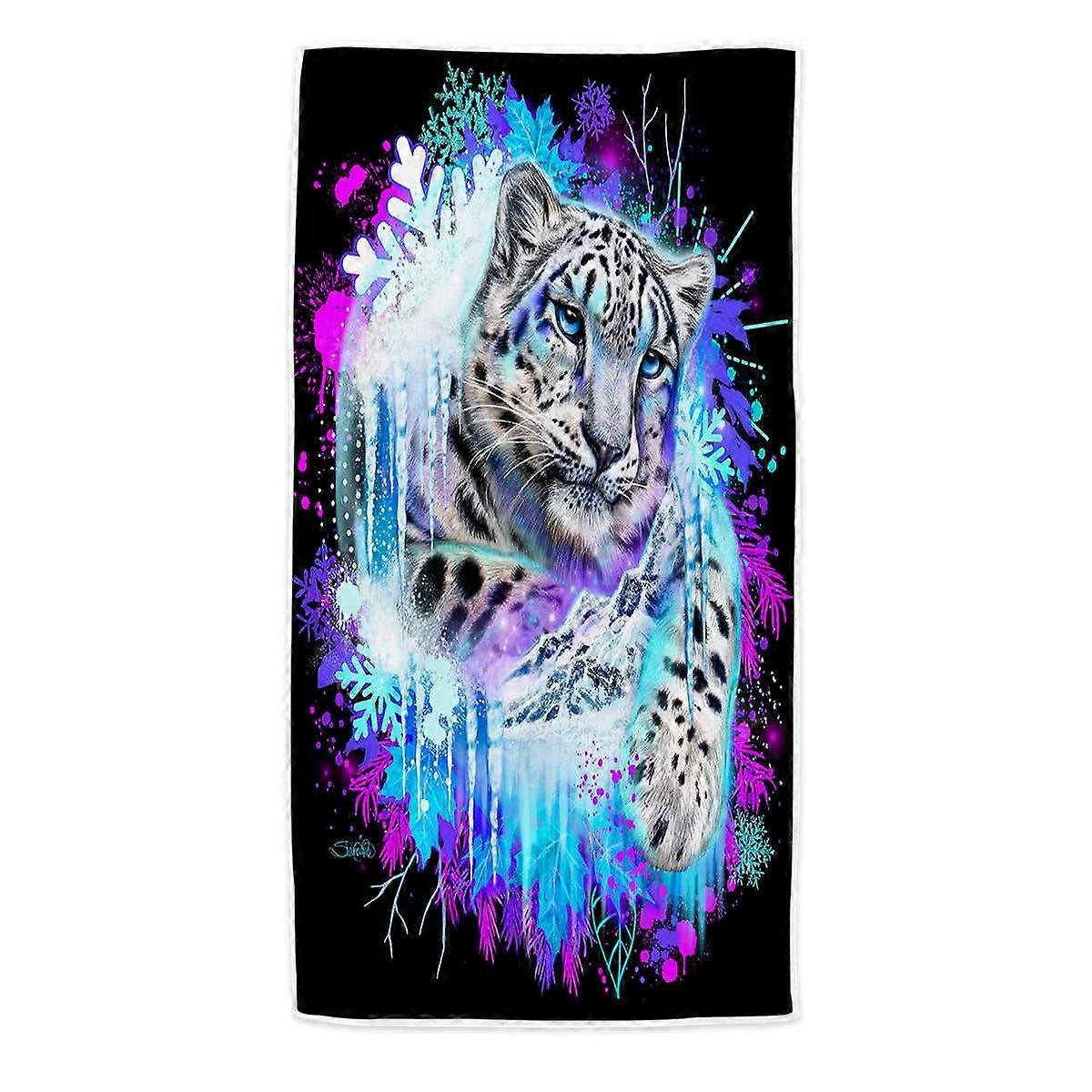 Animals Art Snow Leopard Spirit Microfiber Beach Towel
