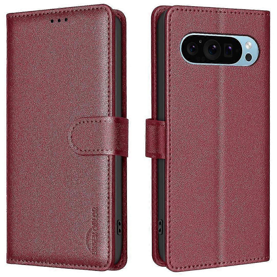 For Google Pixel 9/9 Pro Wallet Phone Stand Case Litchi Texture RFID Blocking Leat