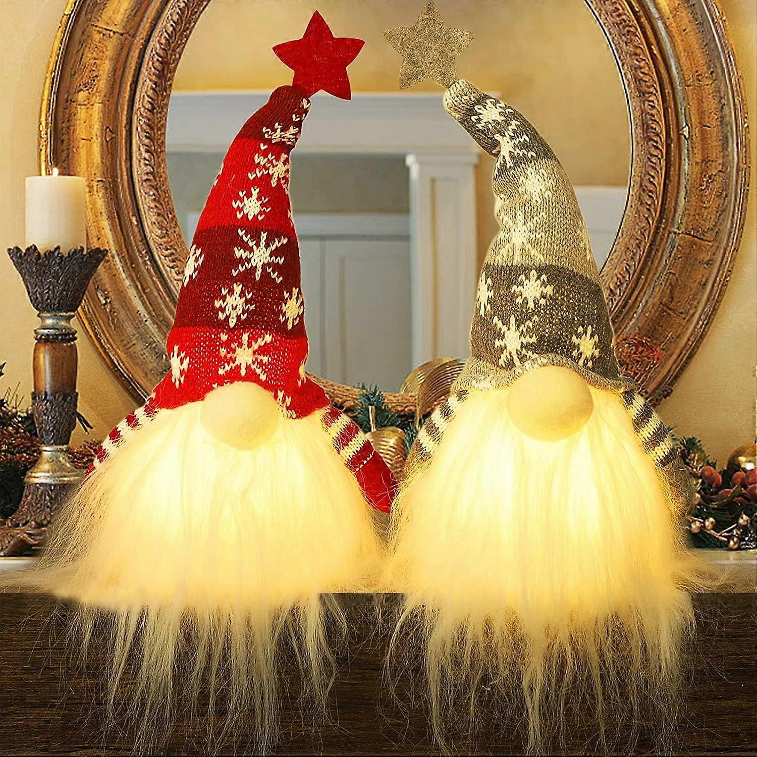 Lot de 2 lutins de Nol lumineux de 27,9 cm, jouet lutin lumineux piles, dcoration de table d'hiver, 38,1 cm