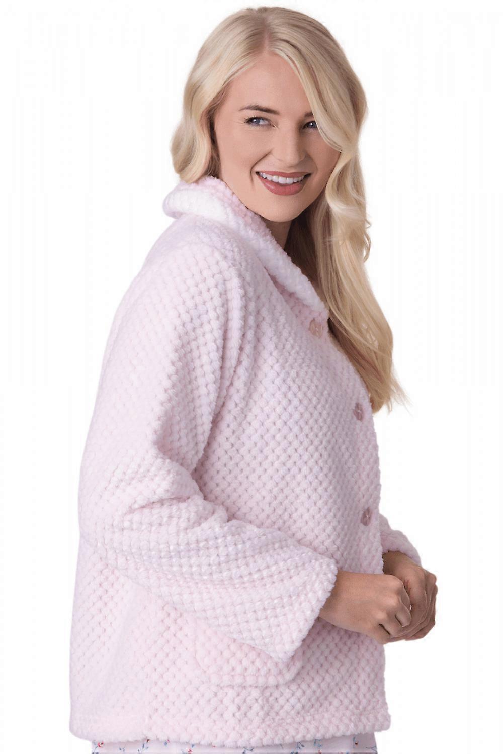 thumbnail image 5 of FeiKong Chaqueta de cama con botones en la parte delantera para mujer Camille Supersoft, color rosa, 5 of 5