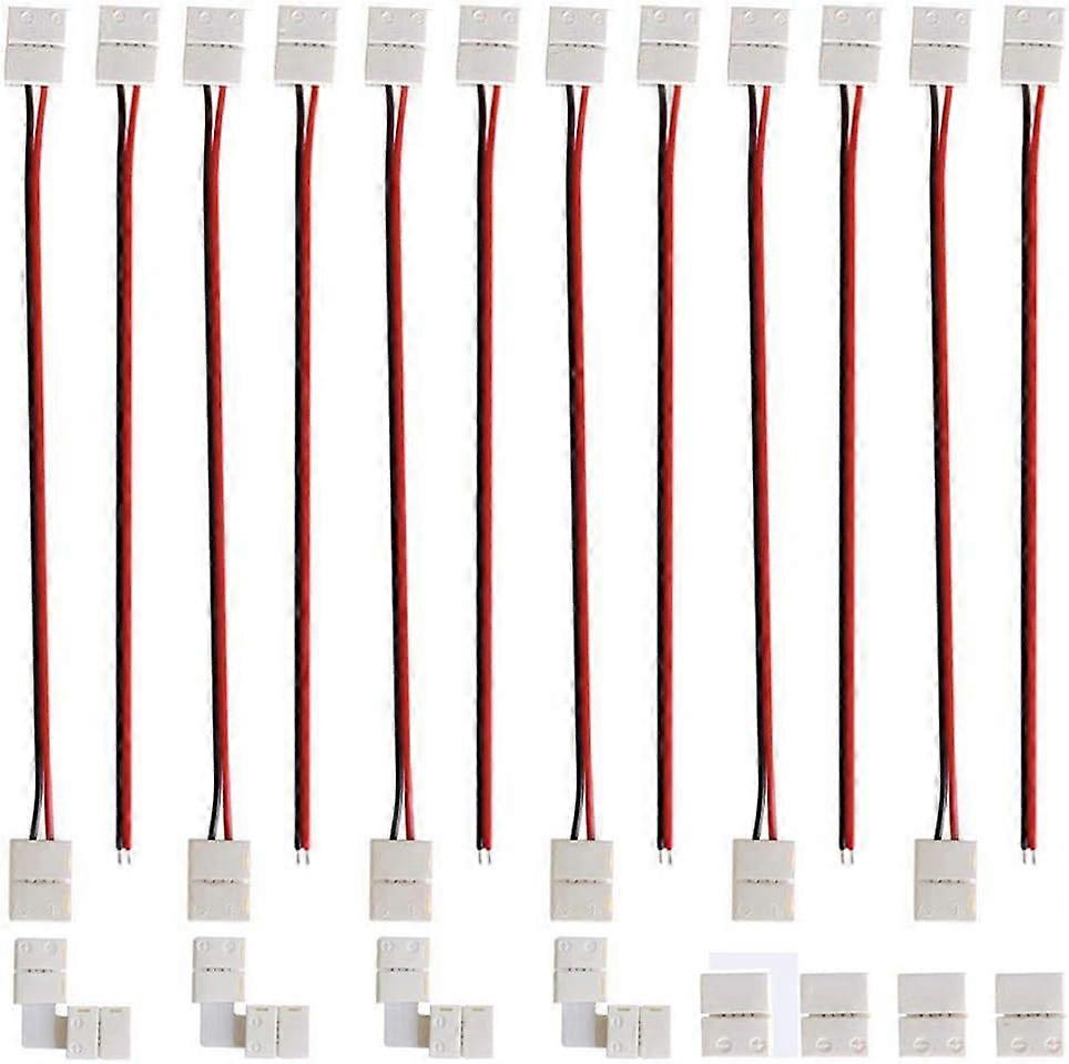 3528 2835 2-polige connector LED Bande flexibele adapter Jumper 8 mm, 12 x 2-polige connector LED Bande, 4 x Forme de L Raccord d'angle, 4 x Forme