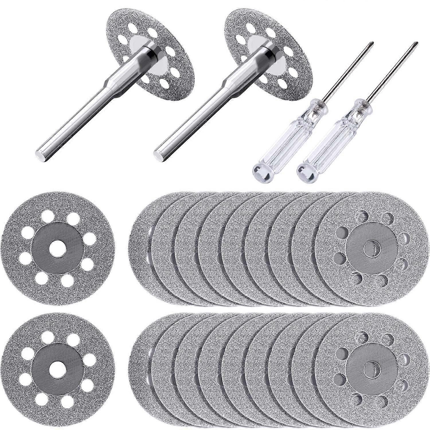 20 kpl 22 mm timanttileikkuri 4 kpl 3 mm istukka ja 2 kpl ristikristalliruuvimeisseli Dremel-kiertotyökaluille