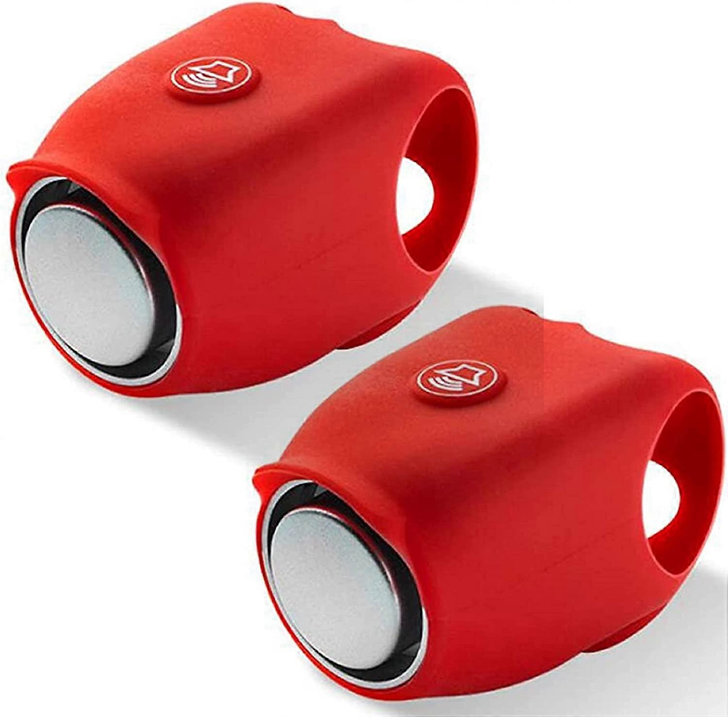 Super Bike Horn 120 Db, Super 120 Db Bike Horn, High-End Loud Cycling Horn Rainproof Bicycle Handlebar Bell Silicone Shell 6 Sound Modes (Red + Red)