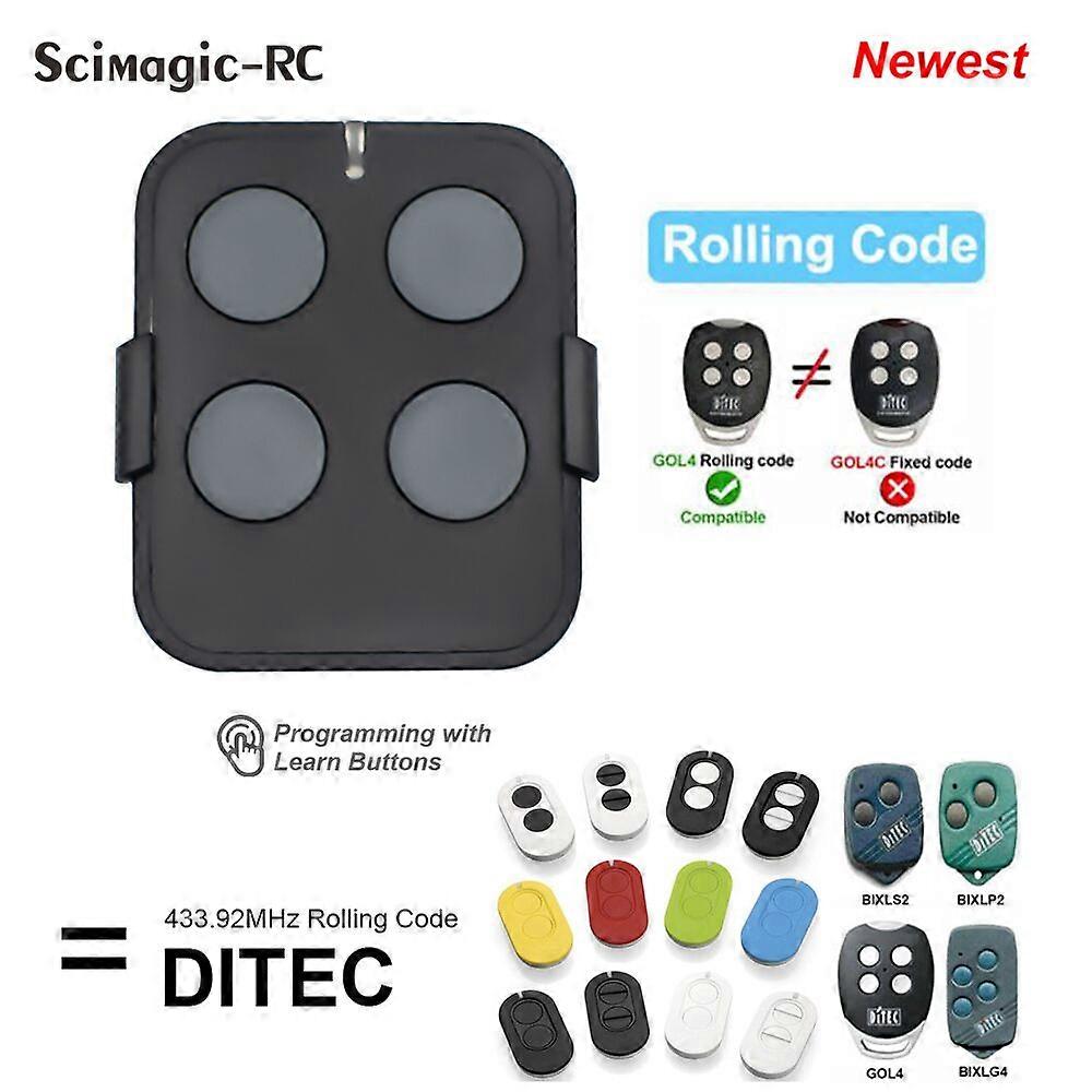 Ditec Entrematic ZEN2 ZEN 4ZEN2W ZEN4W BIXLS2 BIXLP2 GOL4 BIXLG4 Garage Door Remote Control 43392MHz Rolling Code