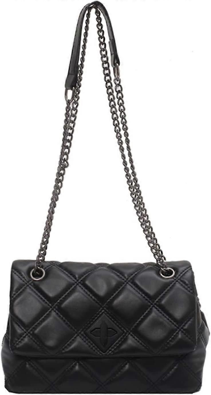 Borsa a tracolla per le donne Piccole borse a tracolla in pelle PU per le donne Borse a tracolla a catena di tendenza (Colore: nero, Dimensioni: 24x15x11,5 cm) | IT
