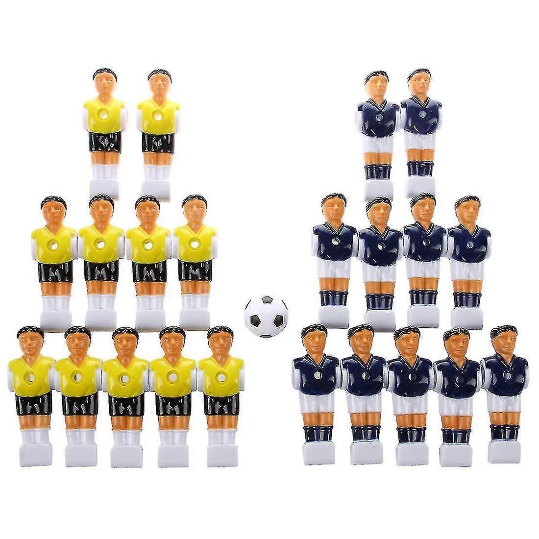 22pcs Foosball Man Table Guys Man Soccer Player Part Yellow+royal Blue With Ball