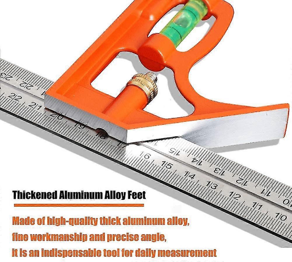 betterlifefg-combination angle ruler - carpenter's square metric 12inch stainless steel square measuring tools with bubble level, angle adjustable 45/