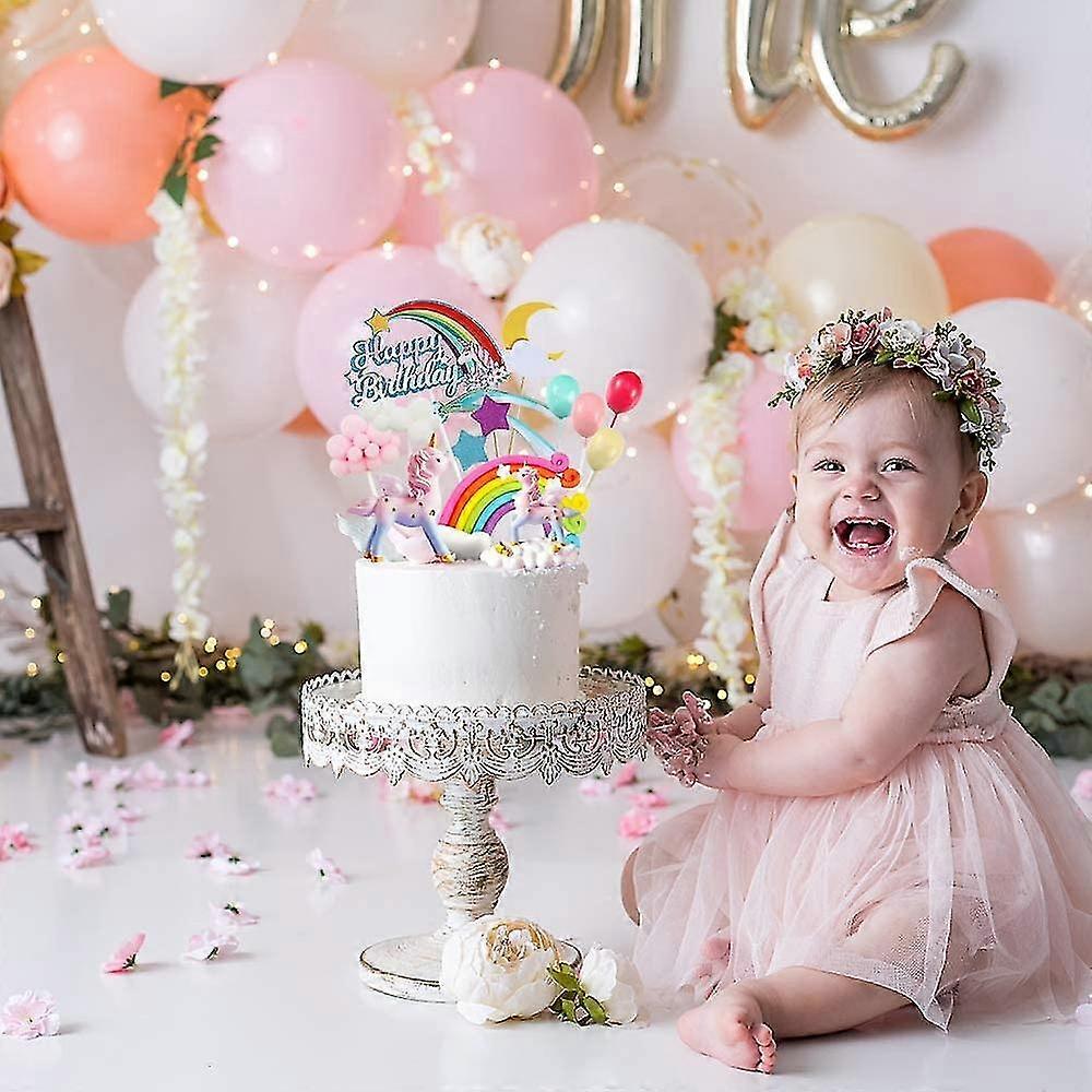 BEISHIDA Happy Birthday Cake Topper - Hot Pink Glitter Decoration For Birthday Parties & Cakes