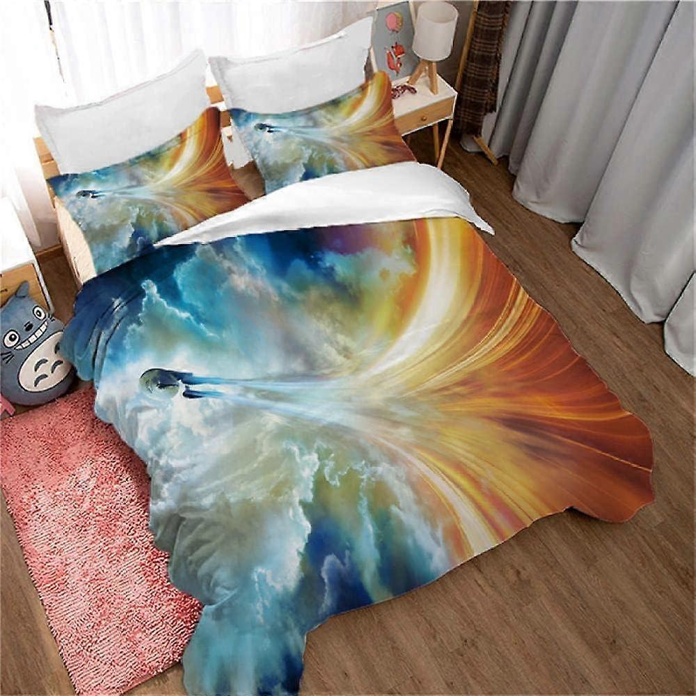 Bedding Sets D Cloud Landscape Digital Color Printing Duvet Cover and Pillowcase Polyester Zipper Closure Boy 135*200 CM