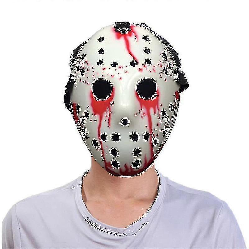 Horror-Hockeymaske – Nachtleuchtend, Transparent-schwarz, Mit Gummibändern, Für Halloween
