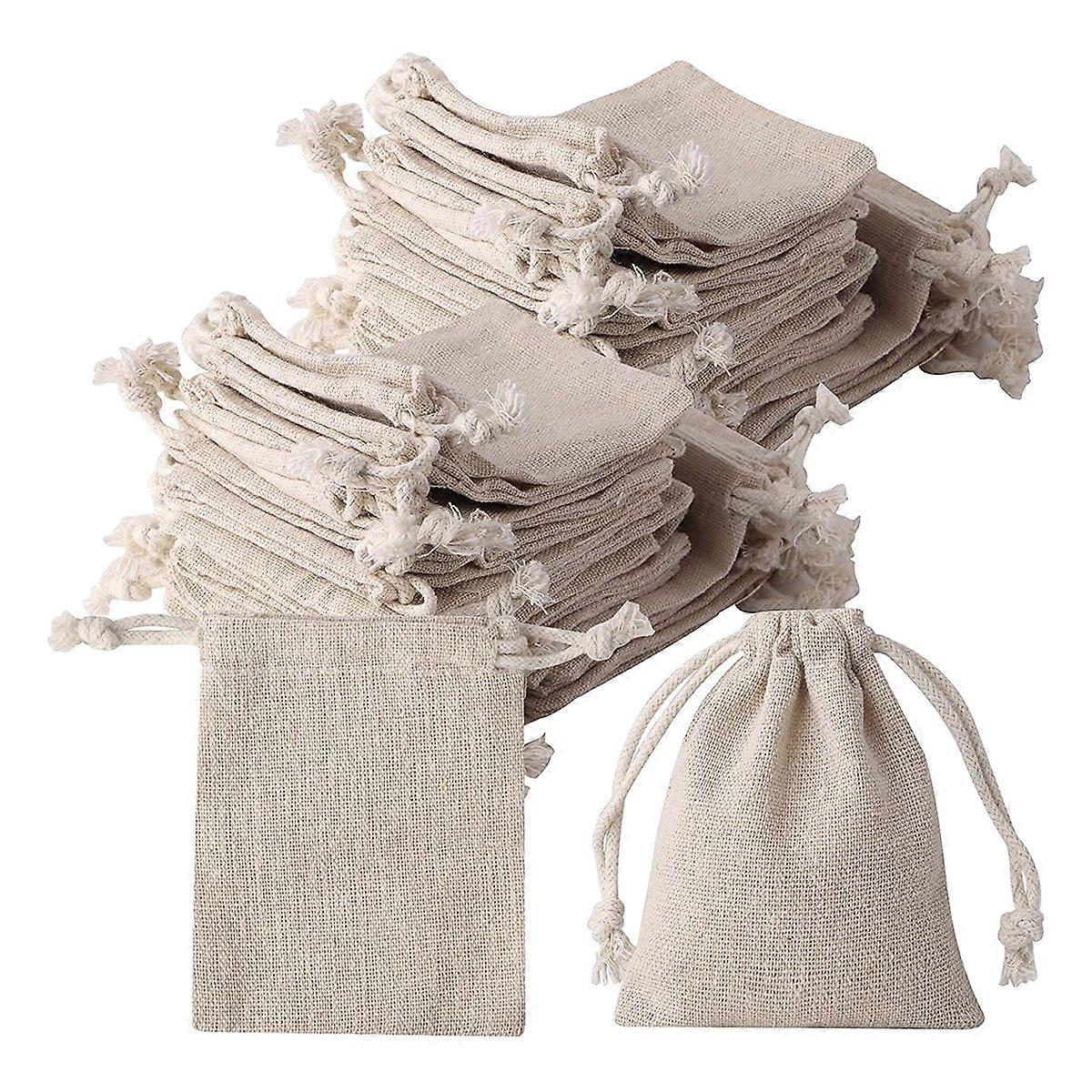 50Pcs Small Burlap Bags with Drawstring,3X4Inch Gift Little Burlap Drawstring Bags,Reusable to Tea