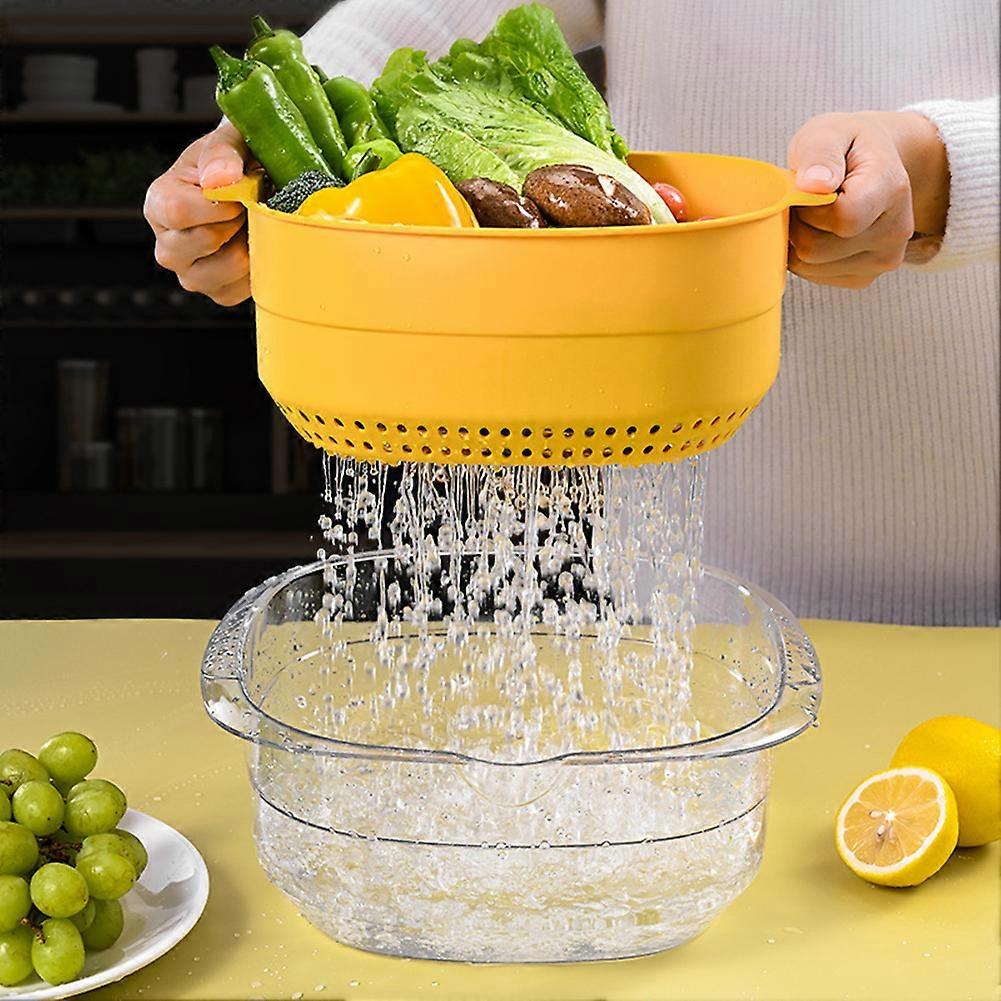 Double-Layer Drain Basket Thickened Square Wash Vegetable Storage Basket