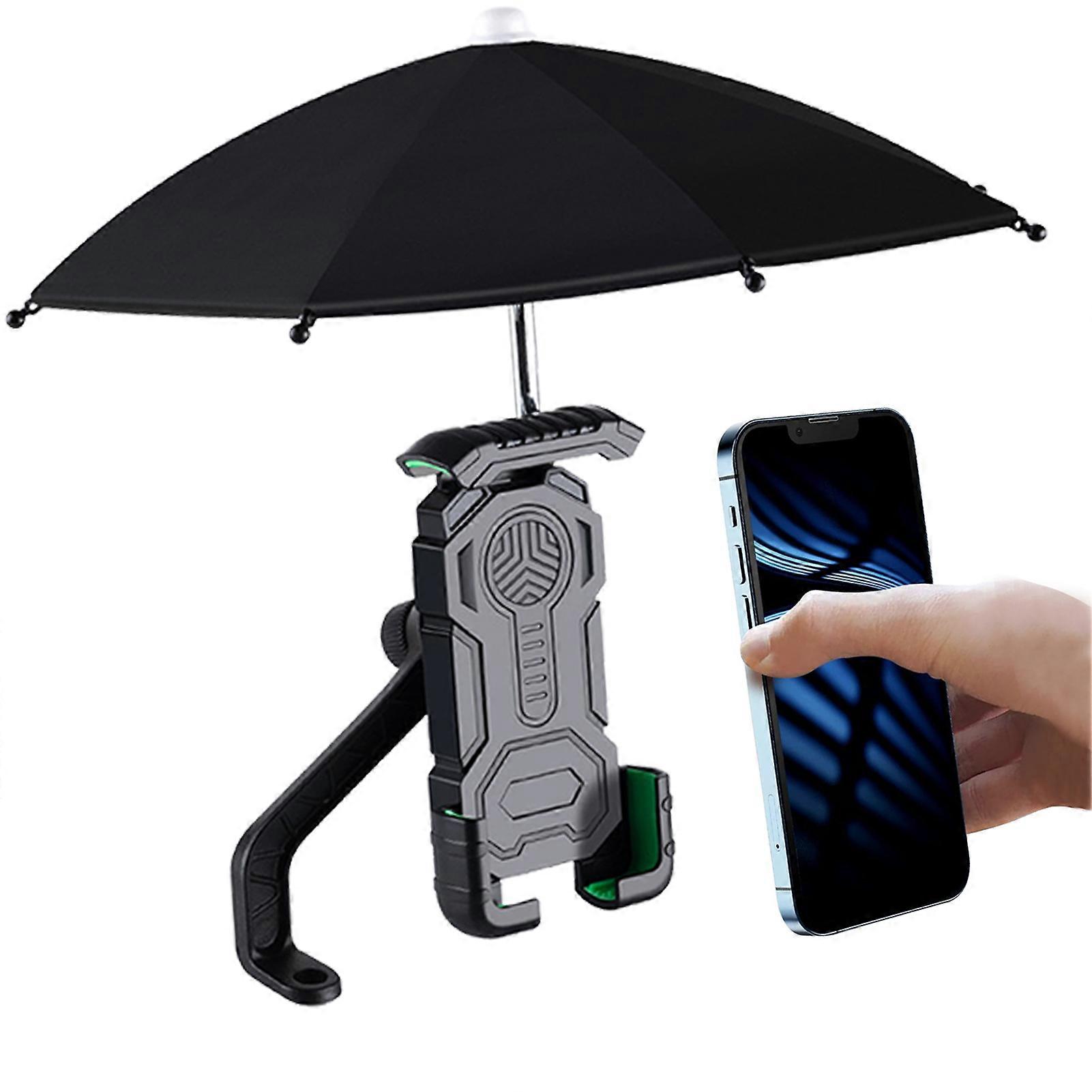 Motorcycle Handlebar Cell Phone Clamp With Umbrella Convenient to Use Easy Installation Holder for Motorcycles Strollers