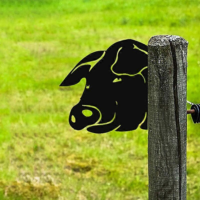 JUZIZHI Farm Metal Art Outdoor Decor, Peeping Cow Chicken Goat Metal Art Garden Fence Decoration Steel Hollow Out Animal Shape Decor, Outdoor Decoration for Farm, Garden, Lawn (Color : Horse