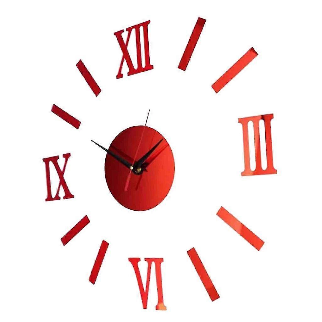 3d Wall Clock Roma Numerals Decoration Clock Red