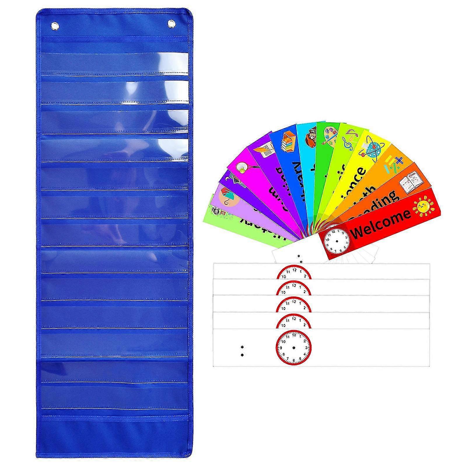Daily Schedule Chart Double-sided Reusable Cards Schedule Pocket Chart For Classroom & Home