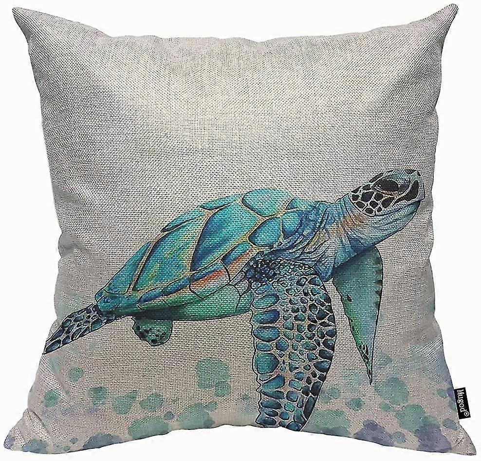 Blue Sea Turtle Cushion Cover Throw Pillow Covers Beautiful Watercolor Beach Sea Turquoise Color Animals Pillow Case 45x45cm/18x18 Inch