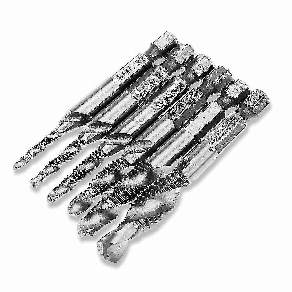 6pcs Hex Shank Combination Drill Bits Tap Countersink Set