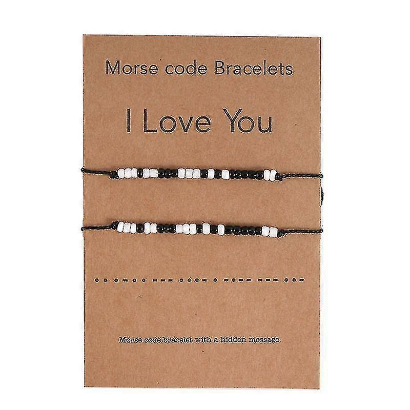 2pcs I Love You Friendship Lover Morse Code Beaded Bracelet With Secret Message
