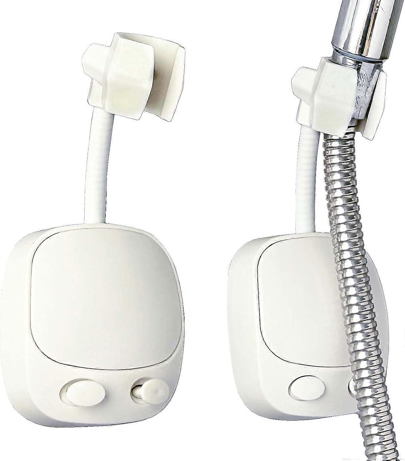 2 Pack Non-Drilling Adhesive Shower Holders with Shower Head Hooks (White)
