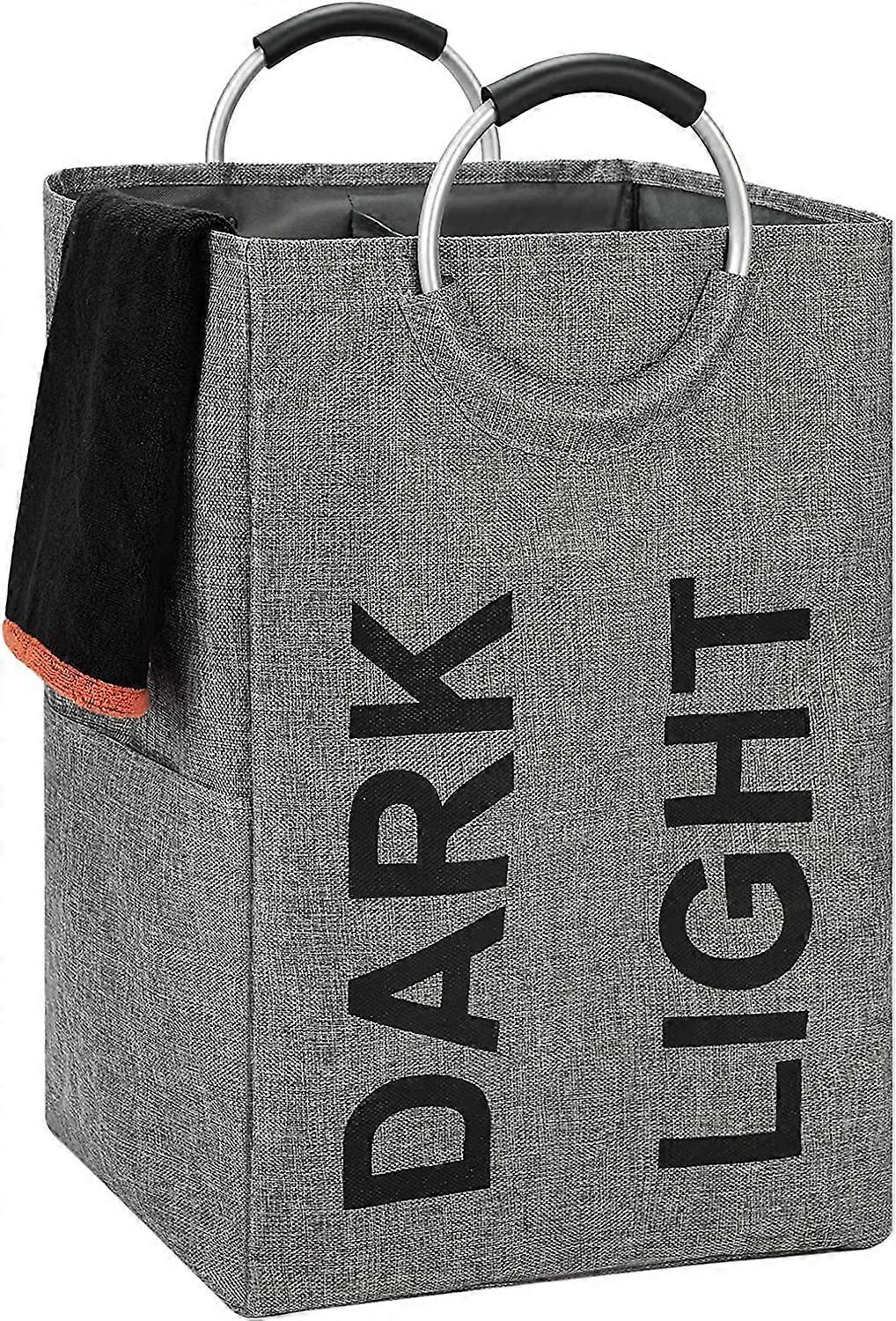 90L X-Large Linen Double Laundry Hamper (Dark Grey)