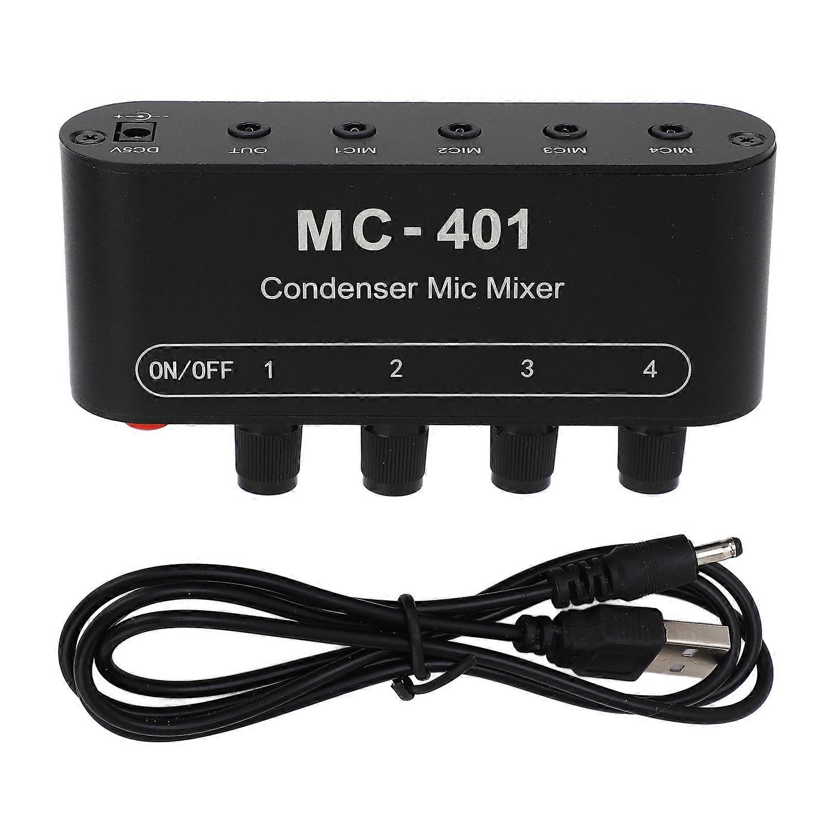 Kondensatormikrofonmixer 4 in 1 ut mikrofonmixsystem aluminiumlegering för hemmakaraoke