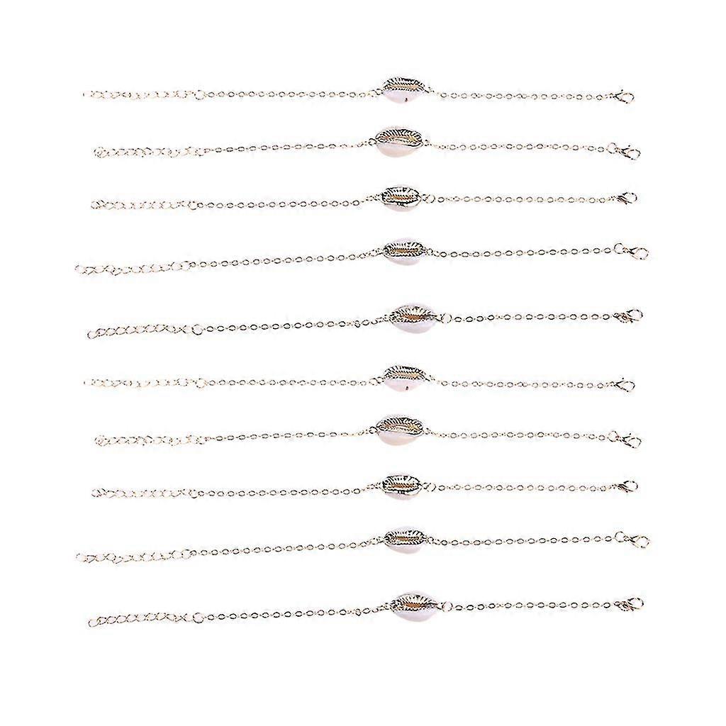 10 Pcs Beach Shell Bracelet Adjustable Gold-plated Shell Bracelet Wristband