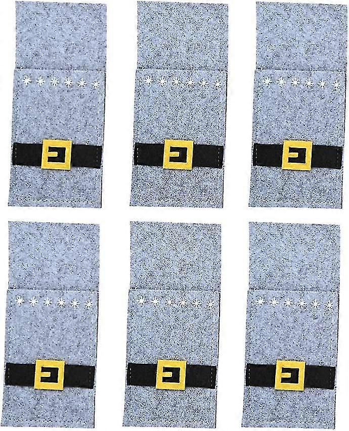 6pcs christmas silverware holders belt patterned grey