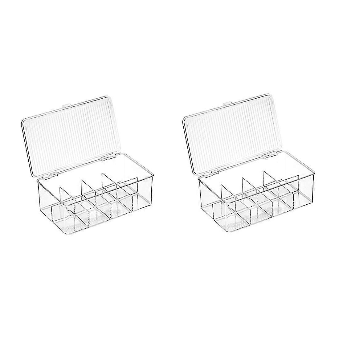 2 Pack Stackable Plastic Tea Bag Organizer - Storage Bin Box For Kitchen Cabinets, Countertops, Pan
