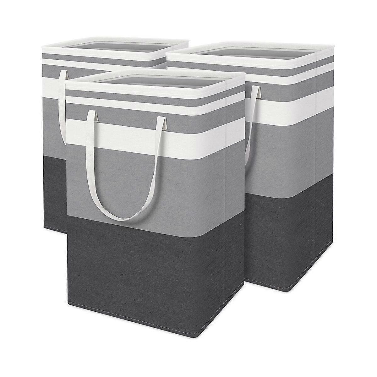 3Pack Collapsible Laundry Basket, Waterproof, Laundry Hamper with Extended Handles for Clothes Toys