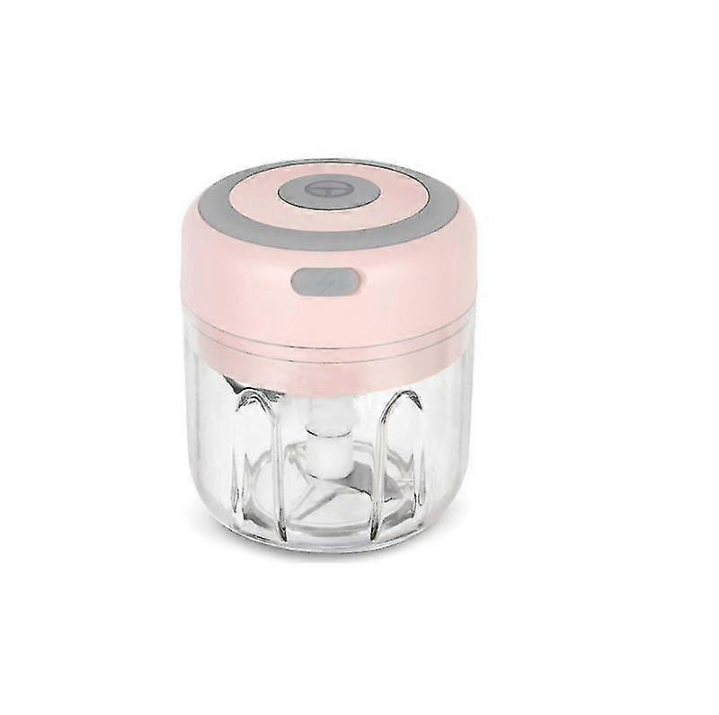 Hacher d’ail électrique, Mini hacheur d’ail Nourriture sans fil portable 250ml (1pcs, rose)