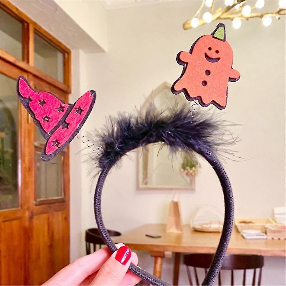 2pcs Halloween Decorative Headband Pumpkin Ghost Spider Pattern Plush Funny Creative Decorative Halloween Headband