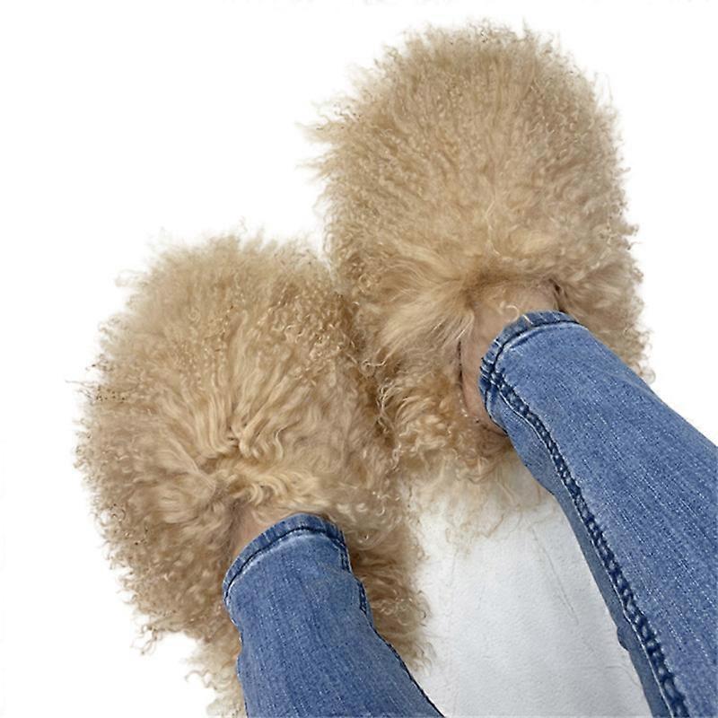 Fluffy Fur Boots for Women Winter Warm Faux Fur Outdoor Boot Shoes Mongolian fur slides
