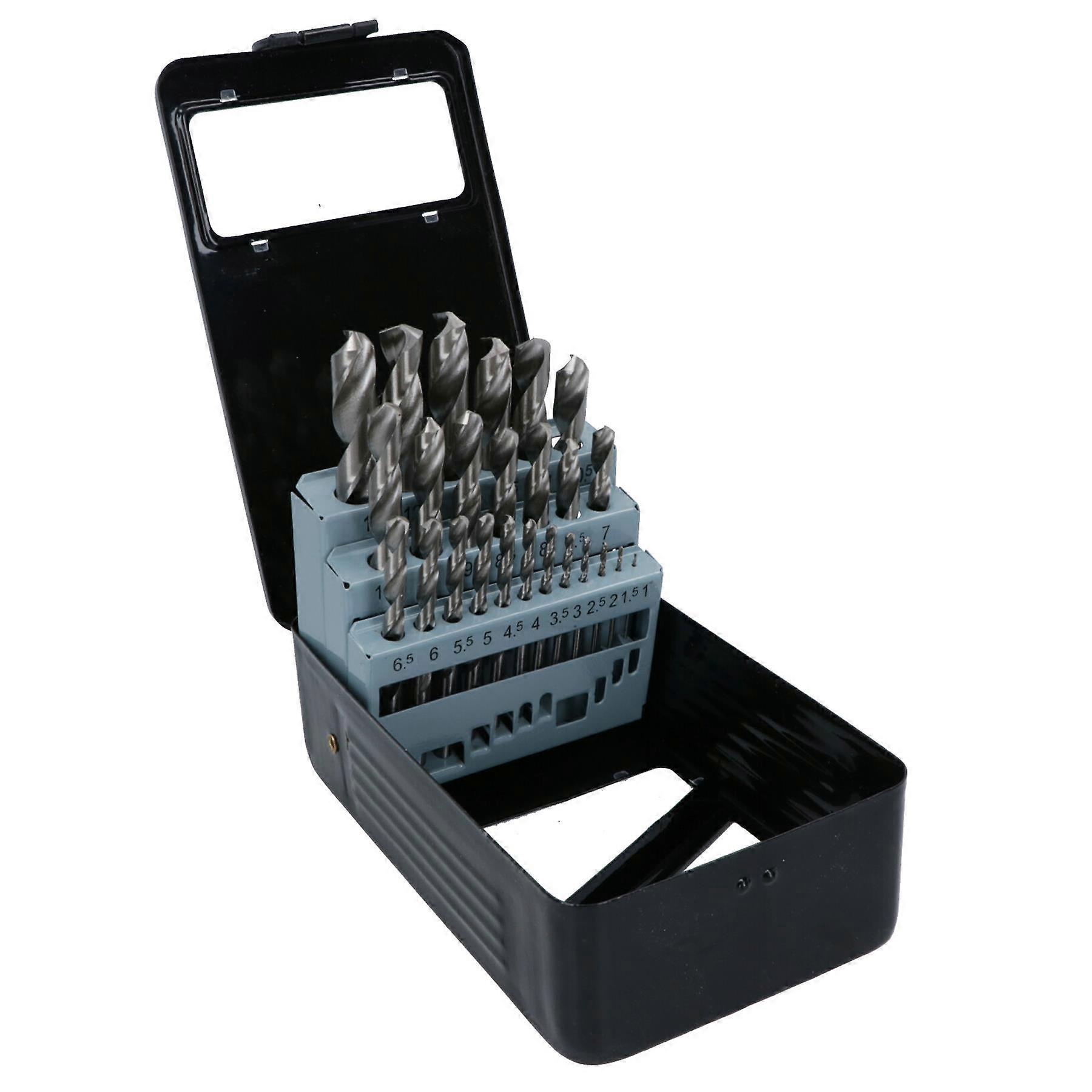 25pc HSS Twist Split Point Long Lasting Drill Bit Metal Tin and Marking TE520