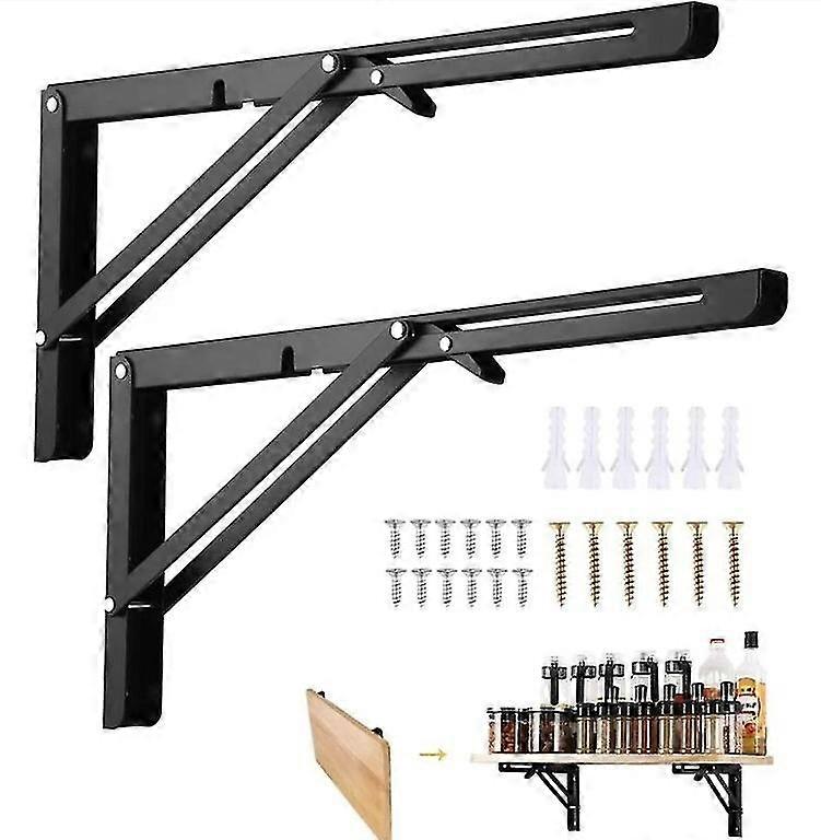 400mm Folding Bracket, 2-piece Black Folding Console Bracket, Folding Shelf Brackets, Heavy Duty Retractable Folding Console Bracket, Shelf Bracket, F