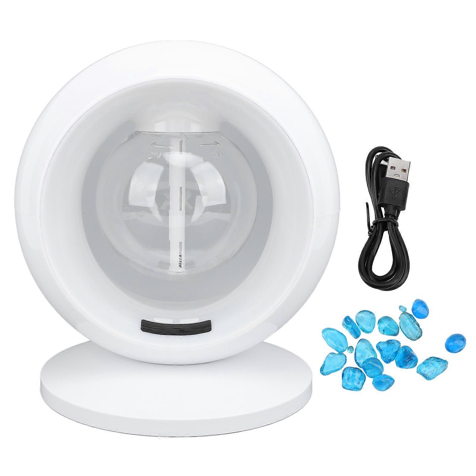 Umidificatore a forma di sfera trasparente da 500 ml Umidificatore da tavolo Mini umidificatore da tavolo con luce notturna Macchina per aromaterapia per camera da letto da ufficio Plug in bianco (YMCAT)