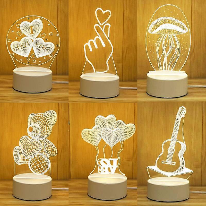 Redkid Romantique Amour 3D Acrylique Led Lampe pour la Maison Enfants Nuit Lumière Table Lampe Fête